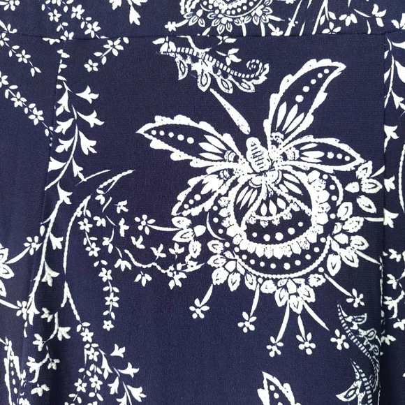 Sami & Jo Flowy Navy Blue Floral Midi Skirt Sz L - Picture 4 of 8